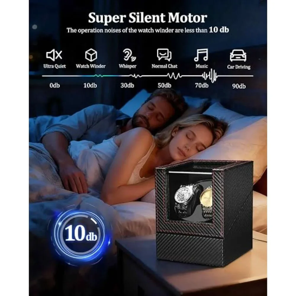 GLOKUUCA Dual Watch Winder - Black Carbon Fiber Leather